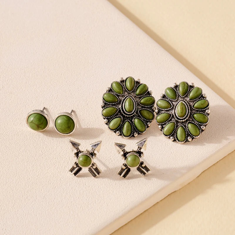 ‘ARROW’ Earring Set - Green