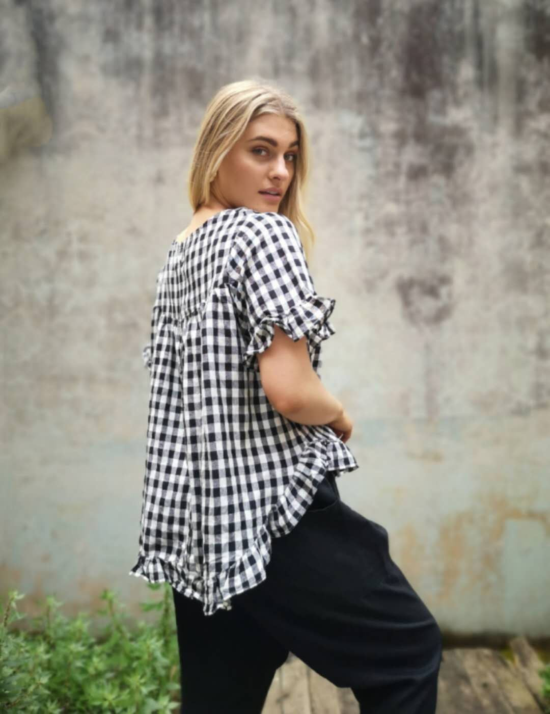 ‘TULLY’ Top - Black Gingham